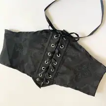 Black Waist Cincher Corset Goth Punk Alternative Style Lace-Up Corset Top Large