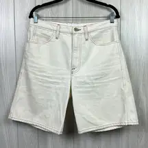 FRAME Le Italian Womens Shorts 28 Cream Long Bermuda Jorts Denim Summer