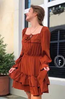 NWT Rust Ruffle Mini Dress Thanksgiving Outfit 