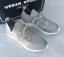 J/Slides Urban Sport Grey Knit Opal Sneakers Size 7 NEW