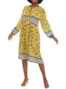 Luxology Women's Boho Border Midi Dress, Size L