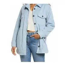 Thread & Supply Womens Button Up Fleece Shirt Jacket Sky Blue Size Large NWT