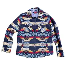 Rock & Roll Denim Aztec‎ Print Flannel Shirt Western Snap Front Womens Size M
