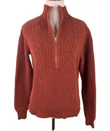 Veronica Beard Misty Half Zip Sweater in Rust Size Large