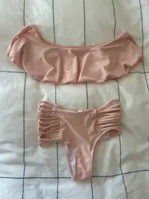 light pink ruffle and high rise bikini