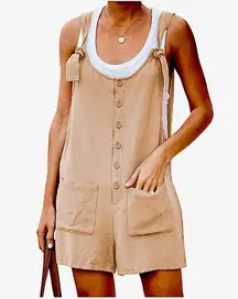 WRCNote Women’s Casual Short Overalls in Medium Brown