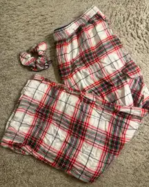Aerie Plaid Christmas Flannel Cargo Skater Pants & Scrunchie Set - XL SHORT