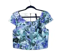 Lexi Blue & Purple Floral Print Jacquard Crop Top
