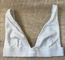 SKIMS Stretch Cotton Rib Plunge Bralette In Light Heather Grey Size Medium