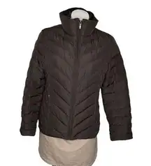 NINE WEST G-III Apparel Brown Quilted Puffer Jacket Down Feather Size Medium