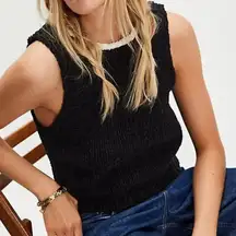 #29 NWT Free People Sicily Shell Sweater in Black Combo