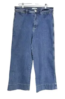 LOFT Ann Taylor Womens Sz 8 (29) High Waist Wide Leg Jeans Blue Denim Cropped