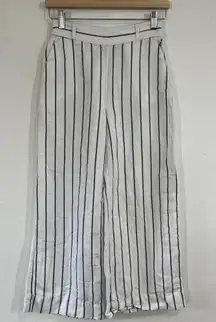 Joie Stripe‎ Womens Linen Blend Pants Pull On Elastic High Waist Pockets Size XS