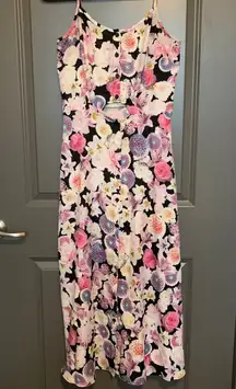 Purple & Black Flower Maxi Dress size small by