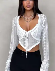 Tiger Mist White Lace Long Sleeve Top