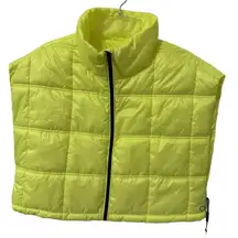 Calvin Klein Women's Large Cropped Mock-Neck Zip-up Vest, safety yellow NWT