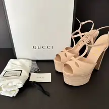 Gucci  Malaga Kid Angel T-Strap Platform High Heel Pumps Size 41