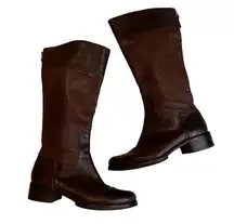 Fossil Two Tone Brown Leather Riding Boots, Sz 8.5