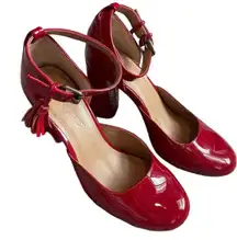 Red patent leather, Bettye Mullet heals shoes pumps 7