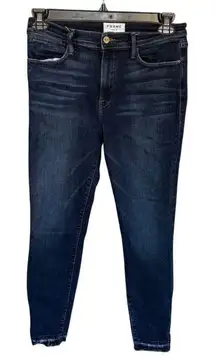 FRAME Women's High Rise Le High Skinny Jeans Dark Blue Size 31 Denim Stretch