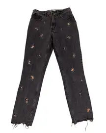 ABERCROMBIE & FITCH Black Floral Embroidered High Rise Skinny Jeans size 4/27