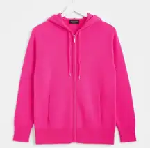 NWT Charter Club Cashmere Full-Zip Hoodie in Fierce Pink Neon Sweater M