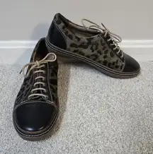 Spring Step L'Artiste Bibbie-Leopard Lace-up‎ Shoe Size 40 (US 9.5) Black