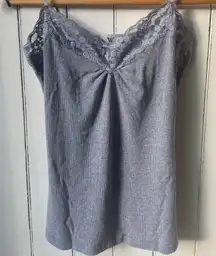 Worthington Gray Lace Trim Cami Tank Top