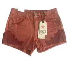 Vanilla Star‎ NWT Mid Rise 3" Shortie Short with Lace Detail JRS Size 1