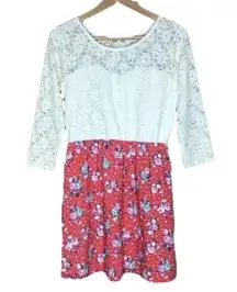 Charlotte Russe embroidered lace bodice floral skirt dress size L