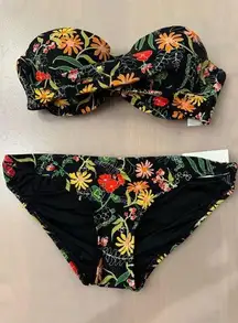 KATE SPADE Rooftop Garden Bandeau Bikini Set Swimsuit Top med And Bottom large