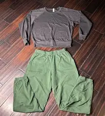 Terry cotton drawstring sweatpants & long sleeve sweatshirt Los Angeles Apparel