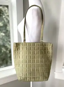 Bath & Body Work Sage Green Quilted Faux Suede Tote Bag Purse