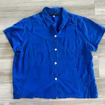 Fenini Blue Short Sleeve Collared button Up