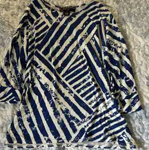 Peck & Peck Blue and White Striped Top