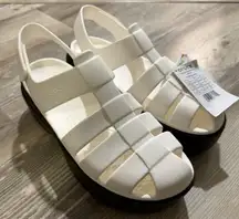 Crocs Stomp Fisherman Sandal White Black Platform Chunky Strappy W11/M9 NWT