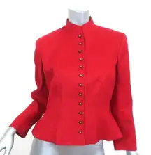 RALPH LAUREN Red Victorian Equestrian English Riding 100% Linen Jacket Size: 4