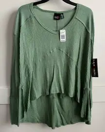 NWT EYE CANDY Green Thermal V-Neck Long Sleeve Shirt