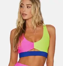 Beach Riot  Mila sports bra top swimsuit bikini top Electric Beach Colorblock Med