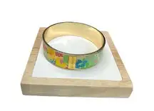 LILLY PULITZER FLORAL PHOTODOME BANGLE BRACELET MULTI-COLOR FLOWER GOLD METALLIC