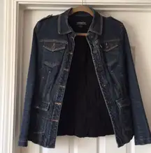 Dark Wash Denim Jacket with Quilted Lining