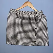 Brown plaid button down skirt