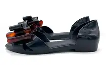 Melissa Seduction Bow Jelly Flats Black Tortoise Melflex Sandals Women’s Size 5