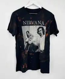 Nirvanas Custom Bleach Splatter Graphic Tee Size Large Upcycled