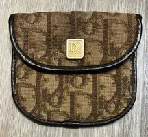 Christian Dior Trotter Canvas & Leather Oblique Vintage Coin Purse Brown