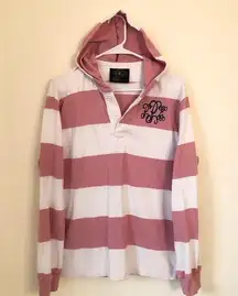 NEW Charles River Cotton Rugby Striped Hoodie Sweater Small Monogrammed P