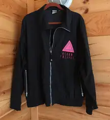 VINTAGE BLACK/PINK GRAPHIC LOGO SPELL-OUT OCEAN PACIFIC OP WINDBREAKER JACKET