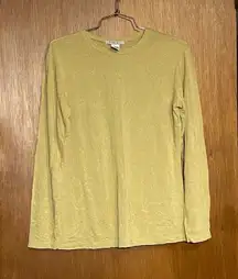 Cabi Floral Print Yellow Mustard Colored Long Sleeve Tee Size Large