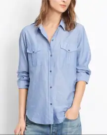 Vince Blue Pinstripe Button Down Blouse Size 6