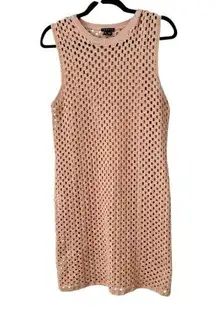Theory Peach Crochet Knit Lined Sleeveless Knee Length Dress Size Medium